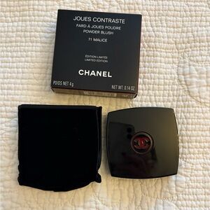 CHANEL Limited Edition Black Compact with red CC Powder Blush- Malice #71